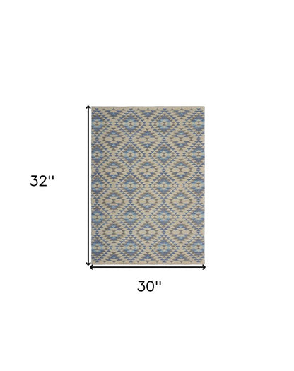 5' X 7' Blue Decorative Lattice Area Rug