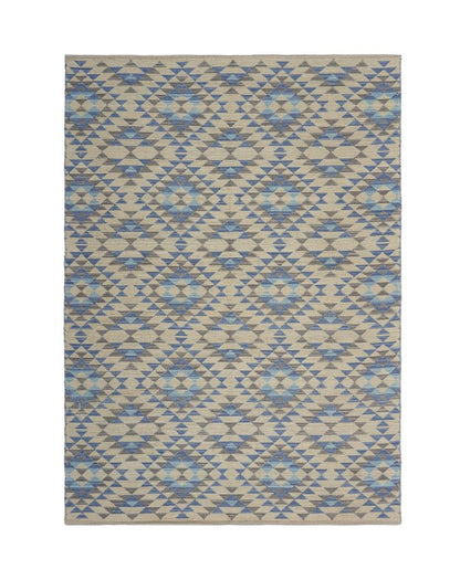 5' X 7' Blue Decorative Lattice Area Rug