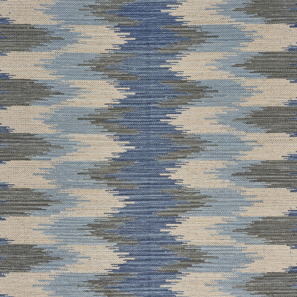 3' x 4' Blue and Cream Ikat Pattern Area Rug