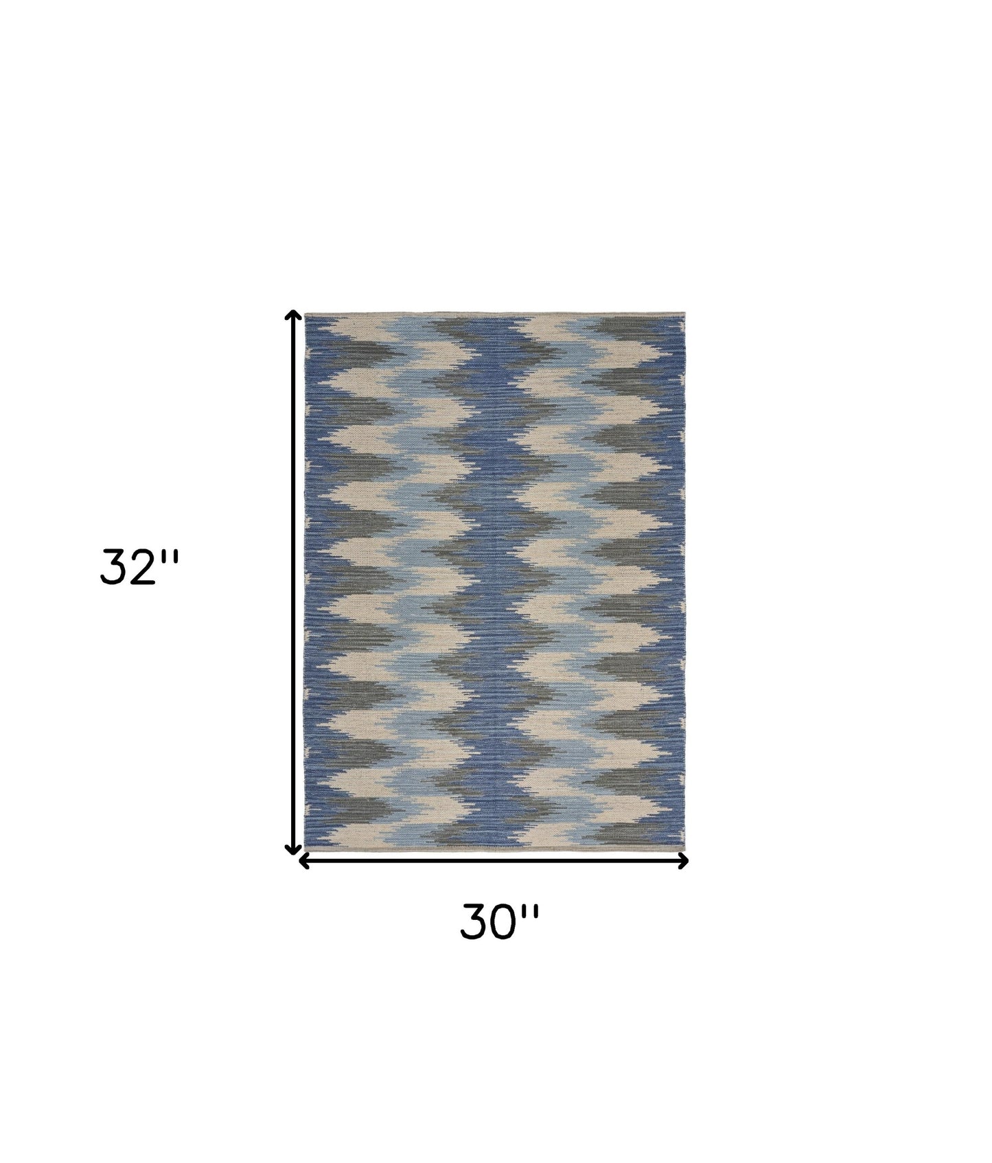 3' x 4' Blue and Cream Ikat Pattern Area Rug