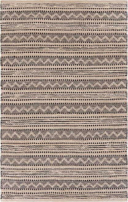 8' X 10' Black and Blush Chevron Stripe Area Rug