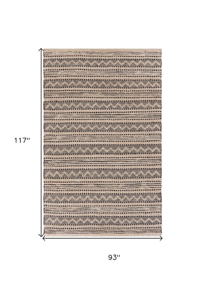 8' X 10' Black and Blush Chevron Stripe Area Rug