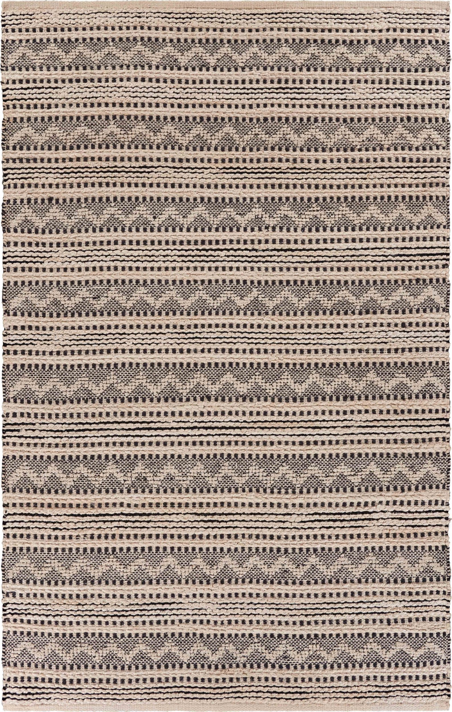 8' X 10' Black and Blush Chevron Stripe Area Rug