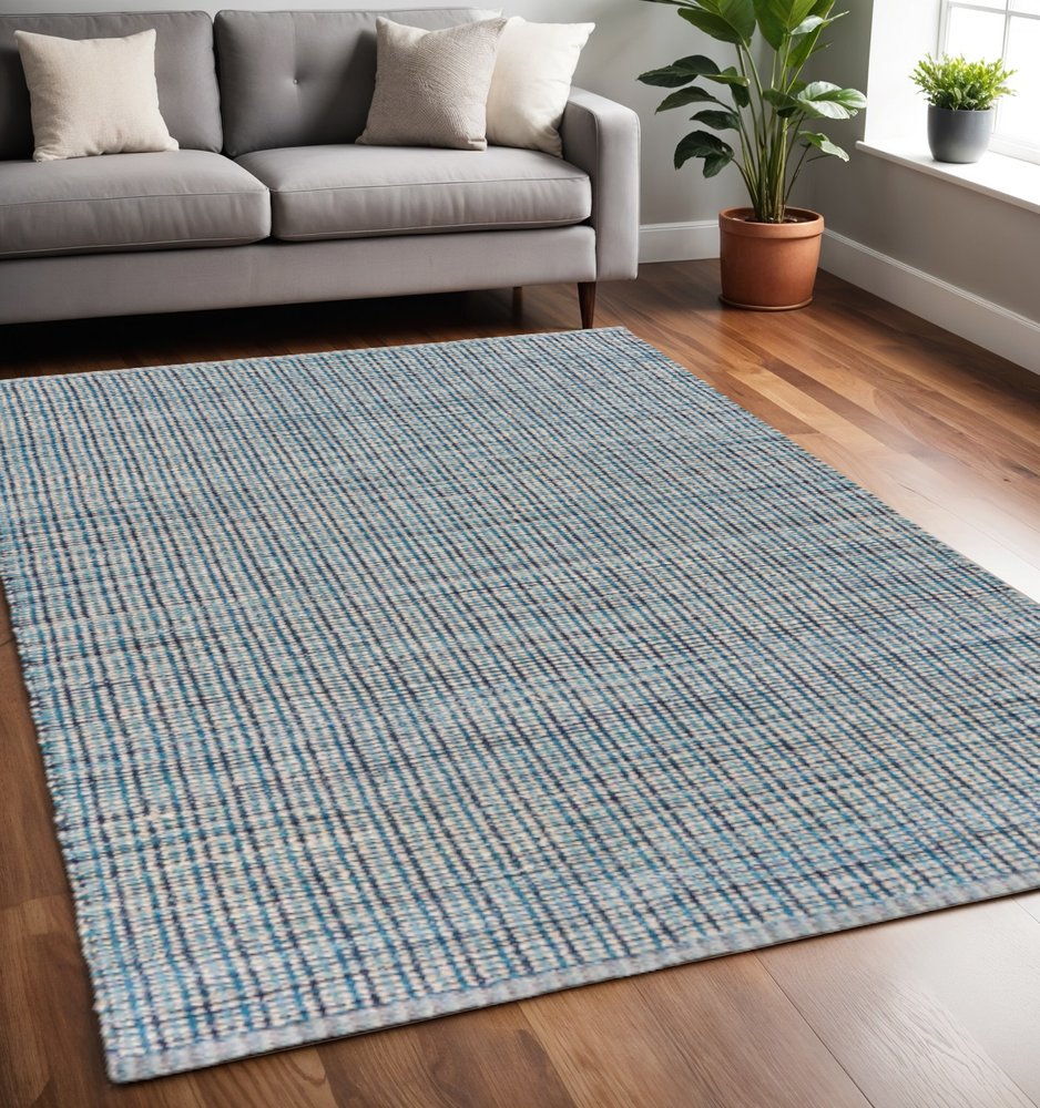 5' X 8' Classic Blue Jute Area Rug