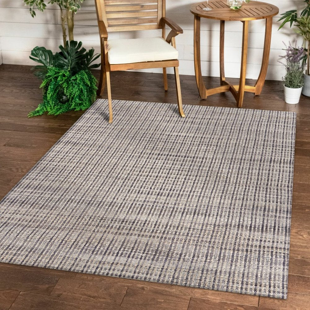 5' X 8' Brown and Beige Toned Jute Area Rug