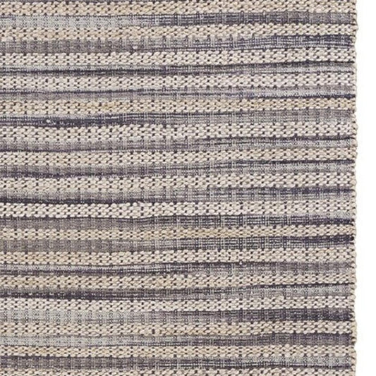 8' X 10' Brown and Gray Striped Area Rug