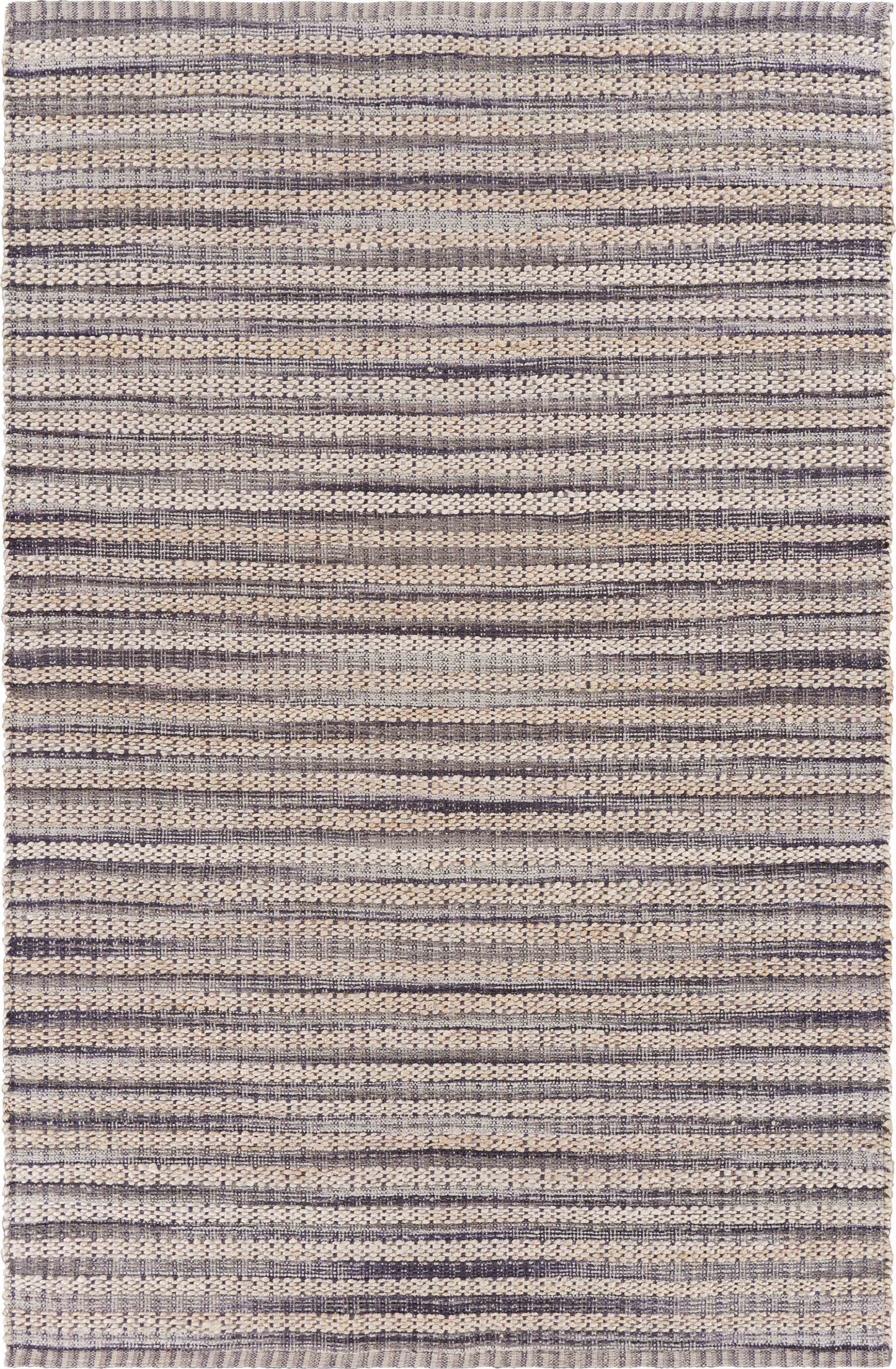 8' X 10' Brown and Gray Striped Area Rug