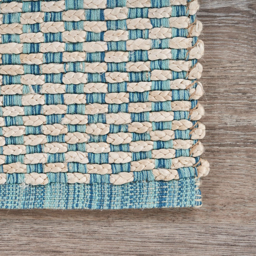 8' X 10' Blue and Beige Toned Area Rug