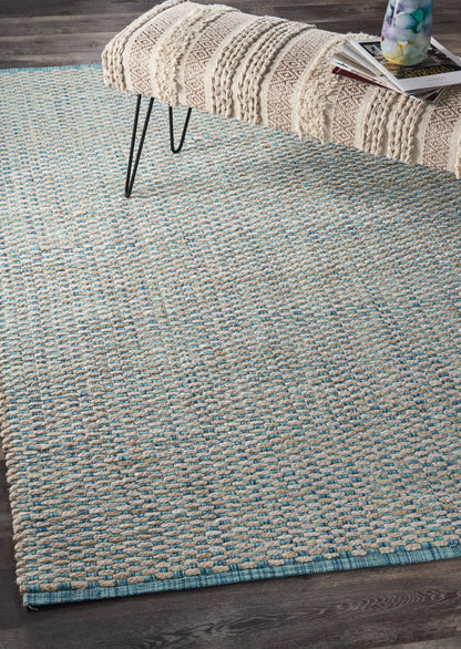 8' X 10' Blue and Beige Toned Area Rug