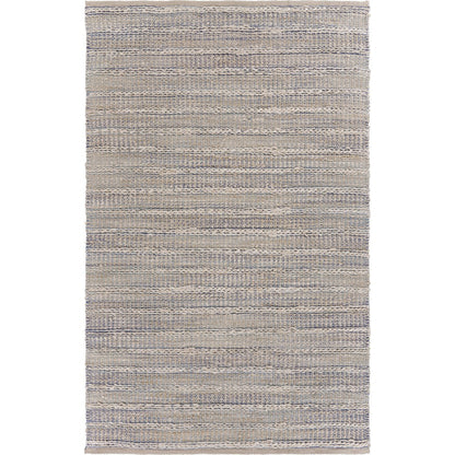 8' X 10' Blue and Cream Braided Jute Area Rug