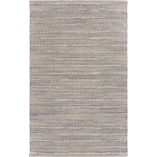 8' X 10' Blue and Cream Braided Jute Area Rug