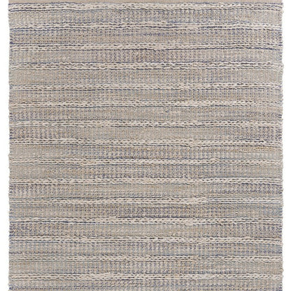 8' X 10' Blue and Cream Braided Jute Area Rug