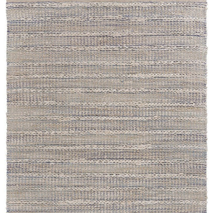 8' X 10' Blue and Cream Braided Jute Area Rug
