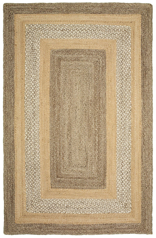 5' X 8' Tan Hand Braided Area Rug