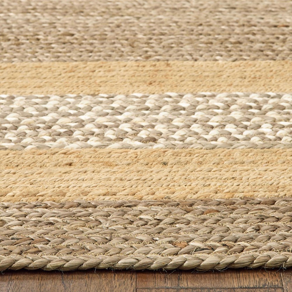 8' X 10' Tan Jute Hand Braided Area Rug