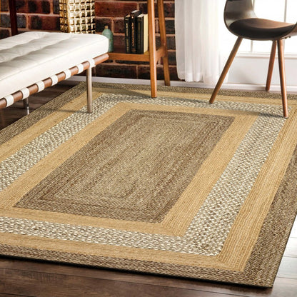 8' X 10' Tan Jute Hand Braided Area Rug