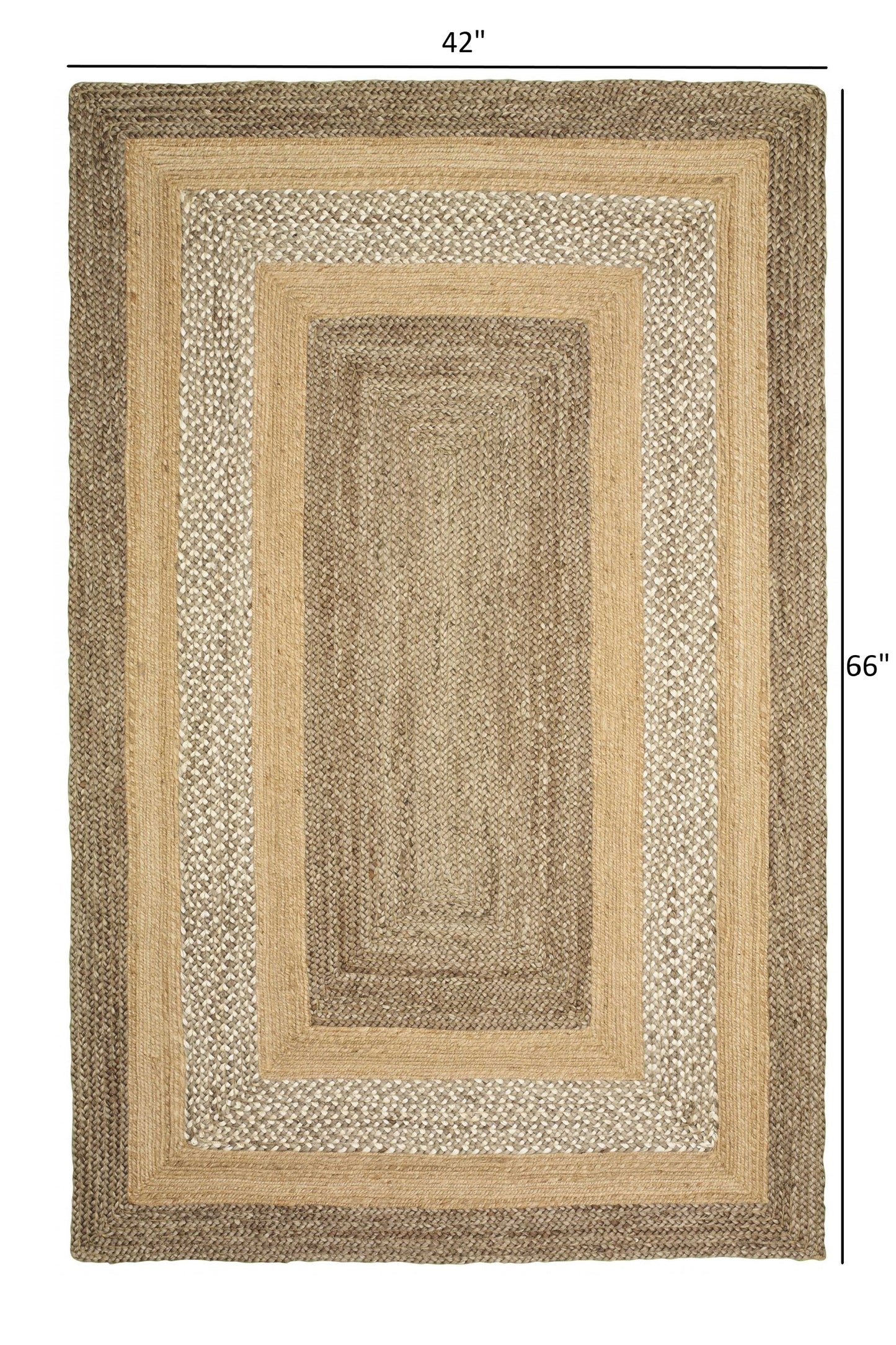 5' X 8' Tan Hand Braided Area Rug