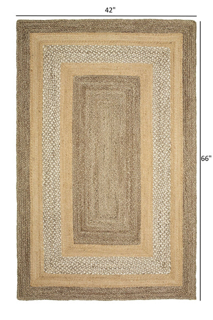 5' X 8' Tan Hand Braided Area Rug