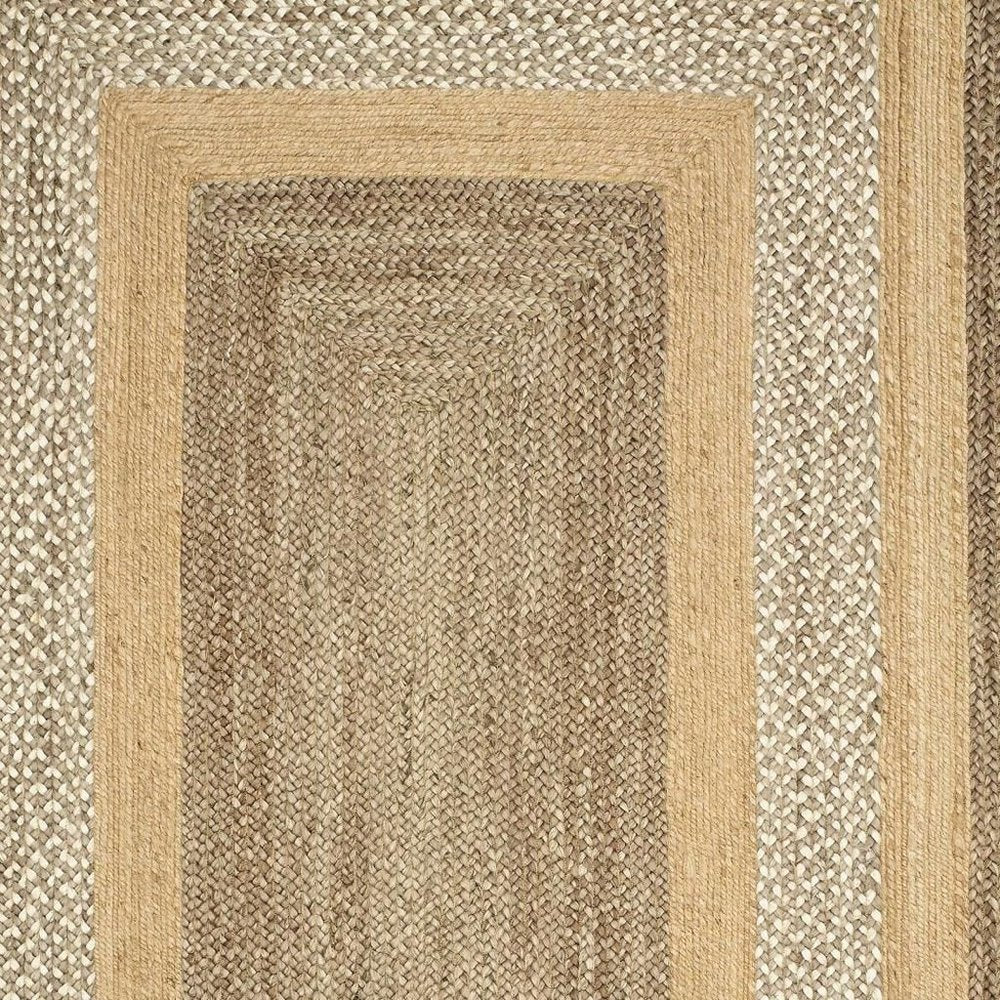 8' X 10' Tan Jute Hand Braided Area Rug