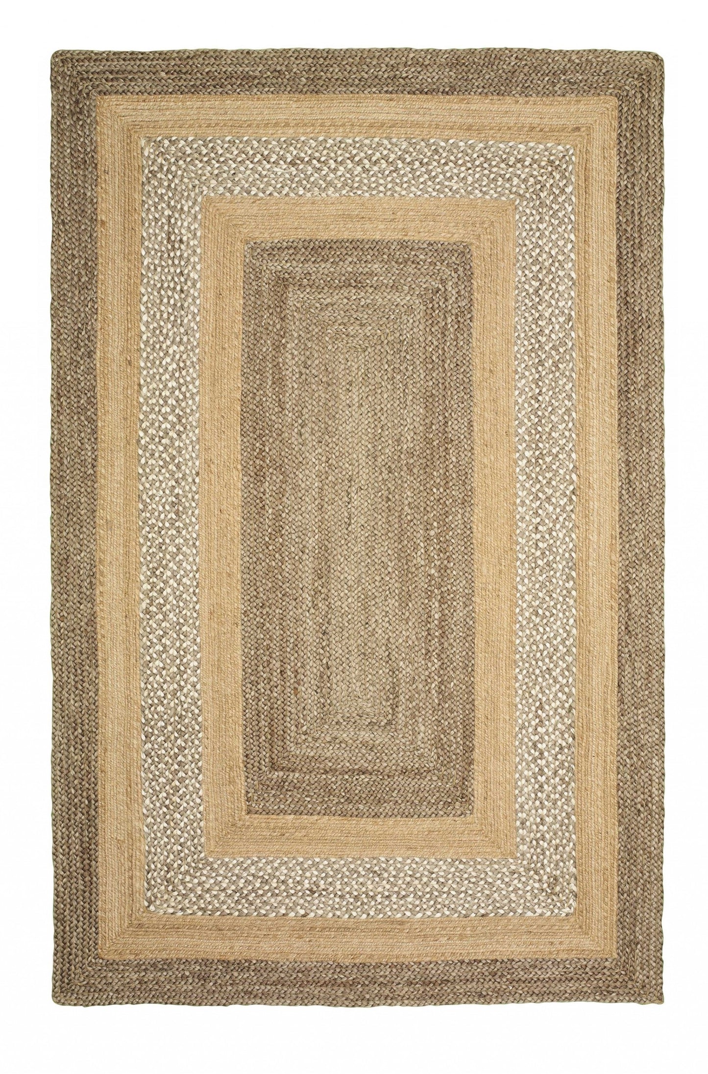 5' X 8' Tan Hand Braided Area Rug