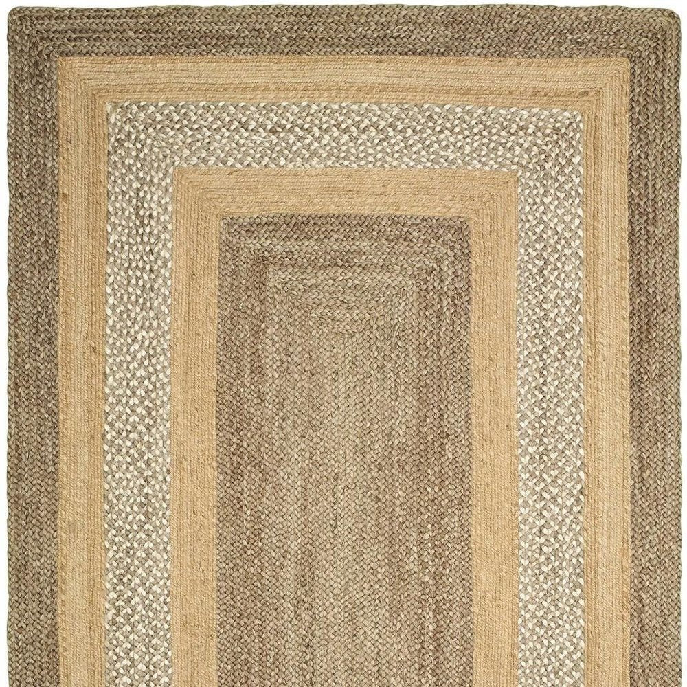 4' X 6' Tan and Beige Bordered Area Rug