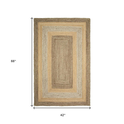 4' X 6' Tan and Beige Bordered Area Rug