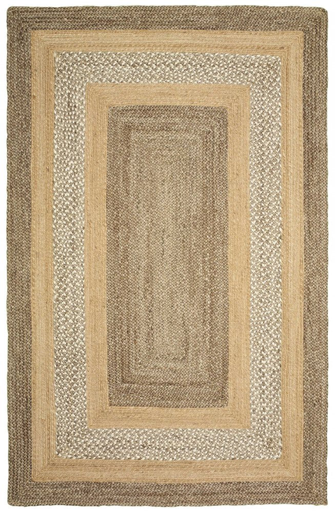 4' X 6' Tan and Beige Bordered Area Rug