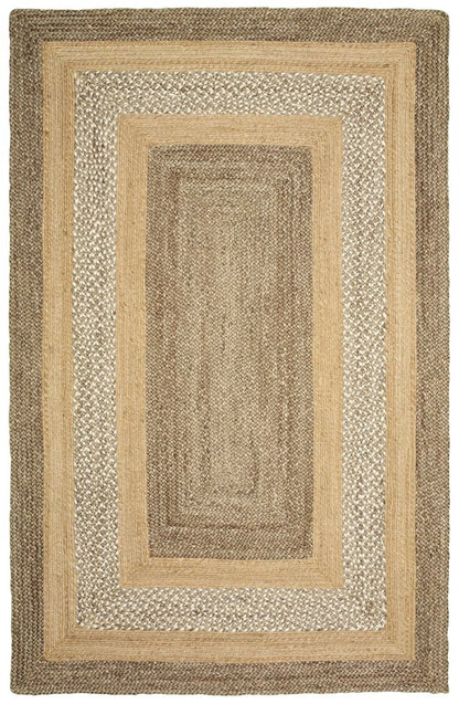 8' X 10' Tan Jute Hand Braided Area Rug