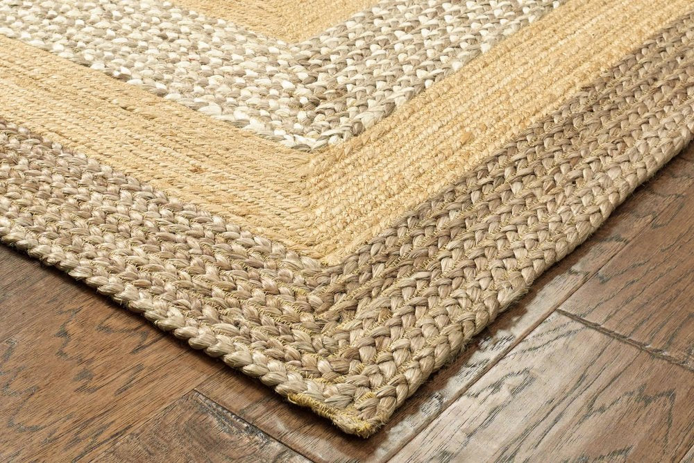 4' X 6' Tan and Beige Bordered Area Rug
