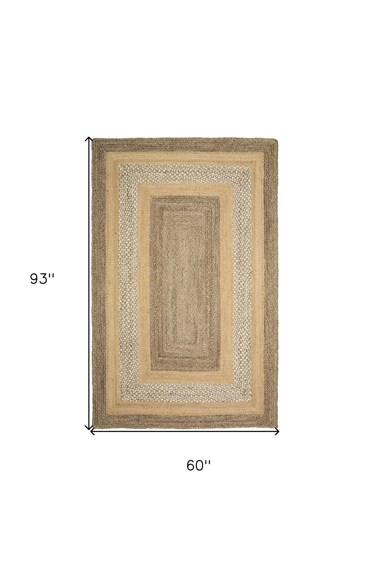 5' X 8' Tan Hand Braided Area Rug