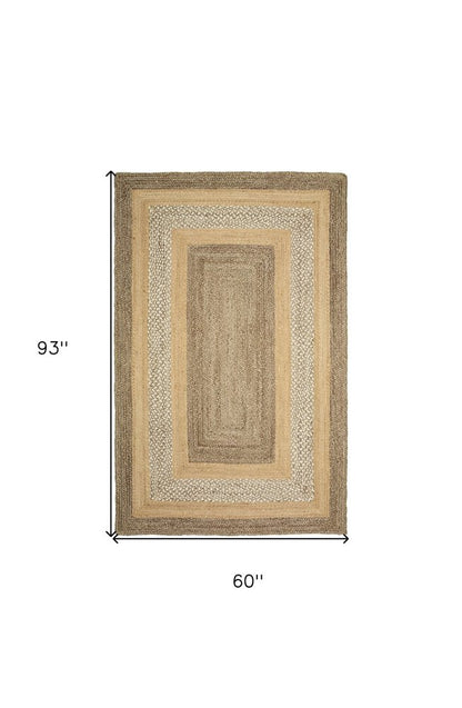 4' X 6' Tan and Beige Bordered Area Rug