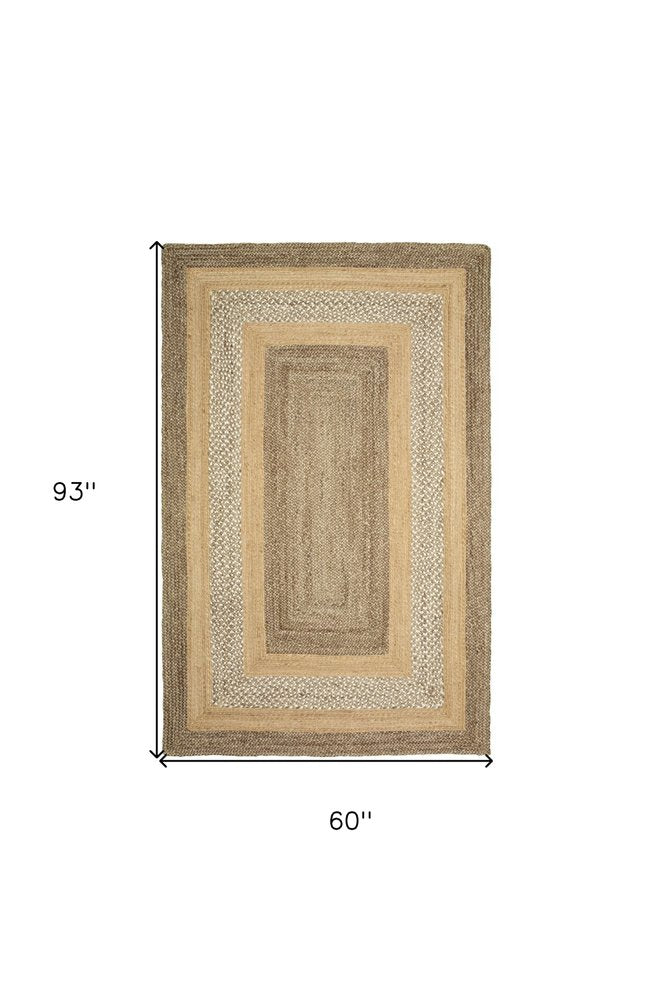 4' X 6' Tan and Beige Bordered Area Rug