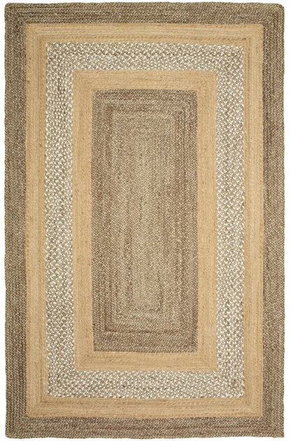 5' X 8' Tan Hand Braided Area Rug