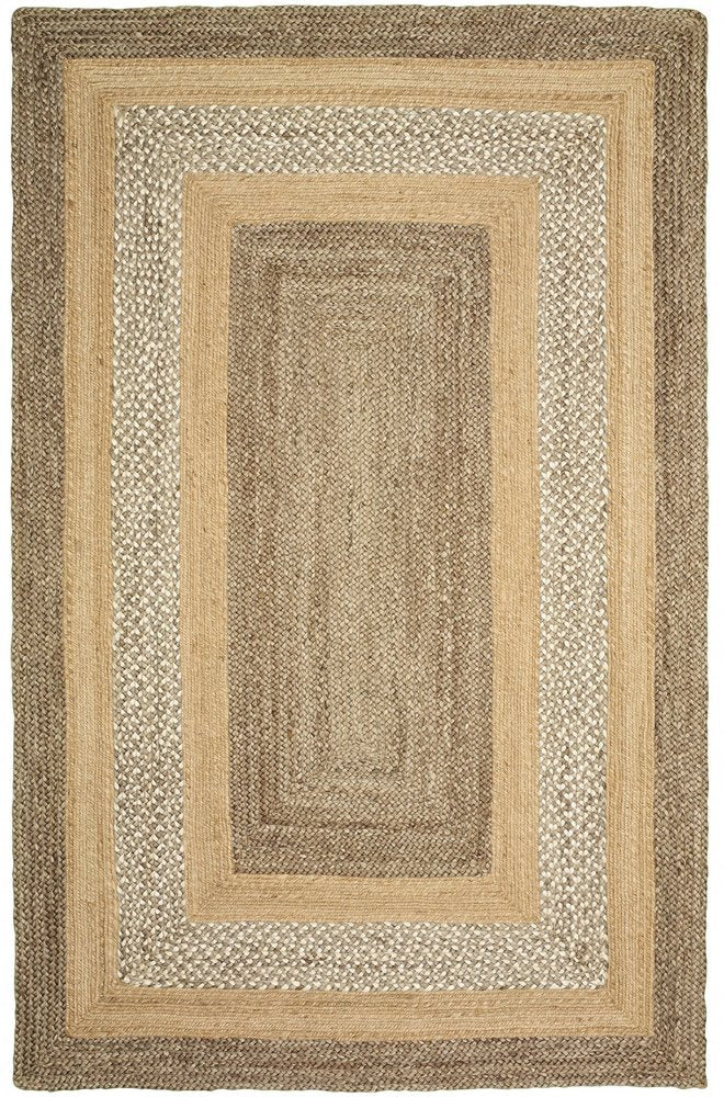 8' X 10' Tan Jute Hand Braided Area Rug