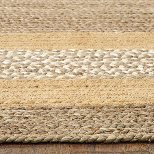 8' X 10' Tan Jute Hand Braided Area Rug