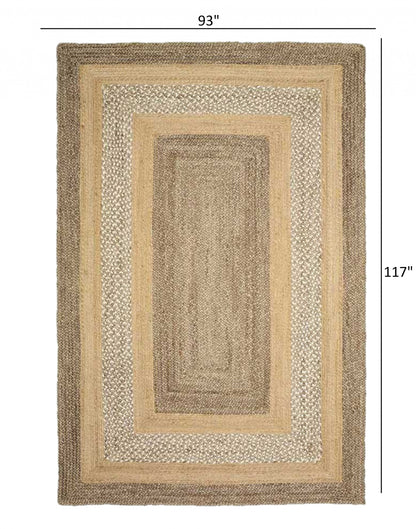 5' X 8' Tan Hand Braided Area Rug