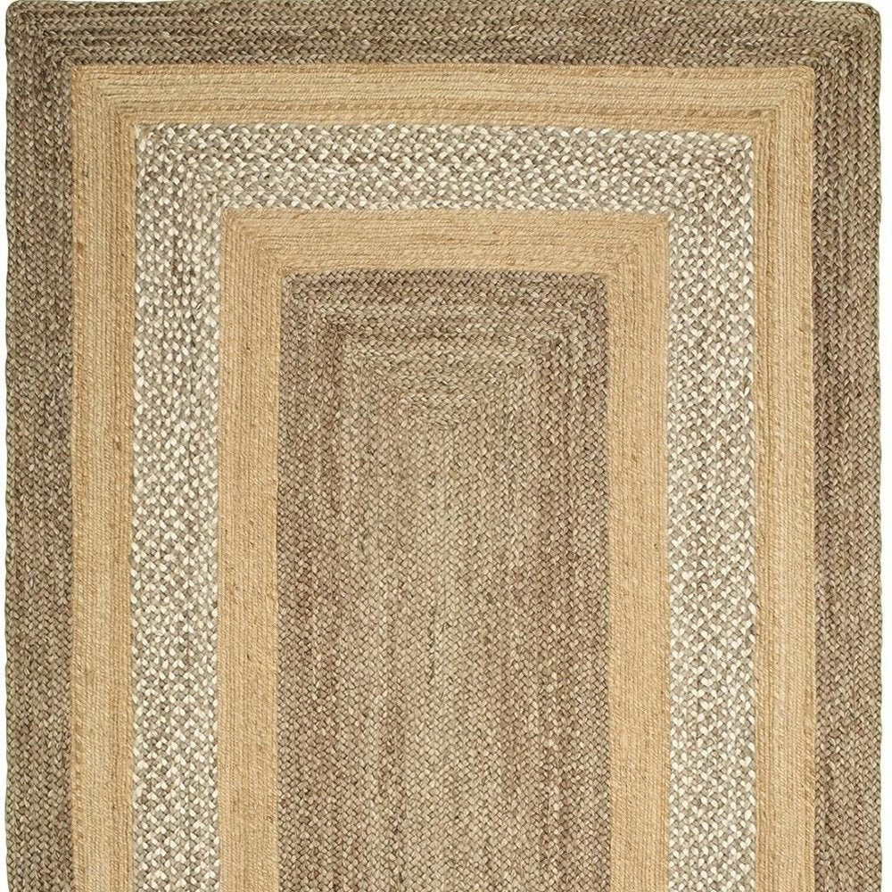 4' X 6' Tan and Beige Bordered Area Rug