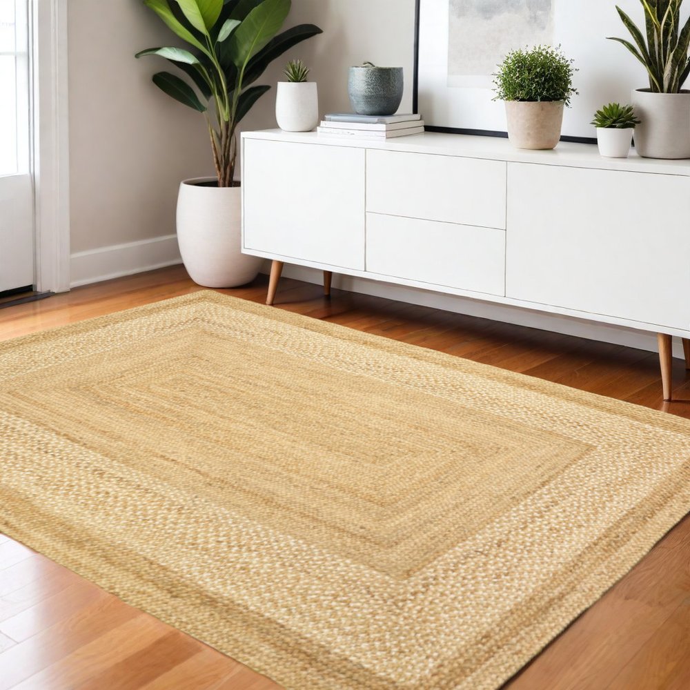 5' X 8' Classic Tan Bordered Area Rug