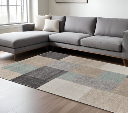 8' X 10' Gray and Ivory Area Rug