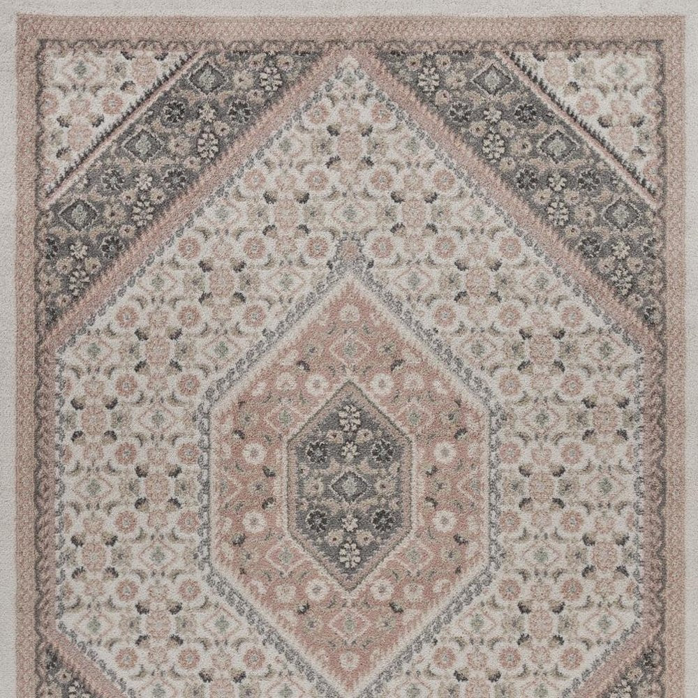 8' X 10' Gray and Soft Pink Traditional Area Rug