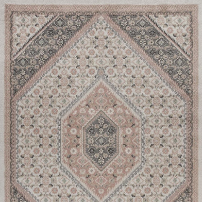 8' X 10' Gray and Soft Pink Traditional Area Rug