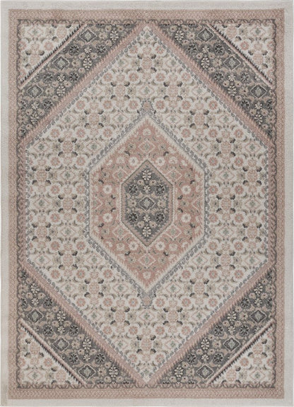 8' X 10' Gray and Soft Pink Traditional Area Rug