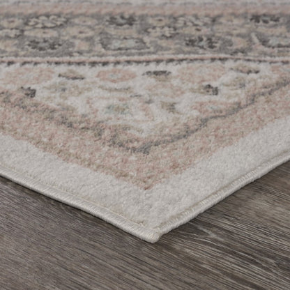 8' X 10' Gray and Soft Pink Traditional Area Rug
