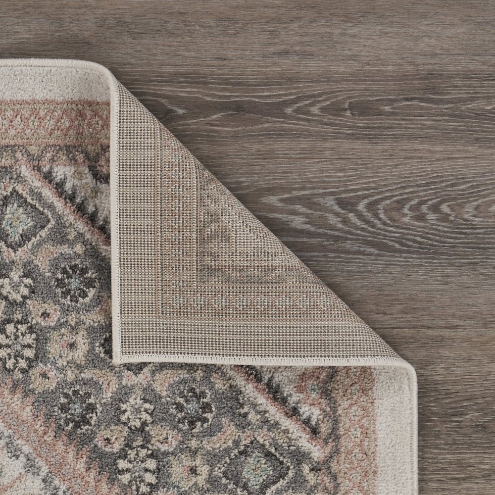 8' X 10' Gray and Soft Pink Traditional Area Rug