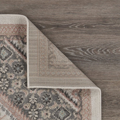 8' X 10' Gray and Soft Pink Traditional Area Rug