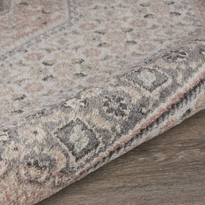 8' X 10' Gray and Soft Pink Traditional Area Rug