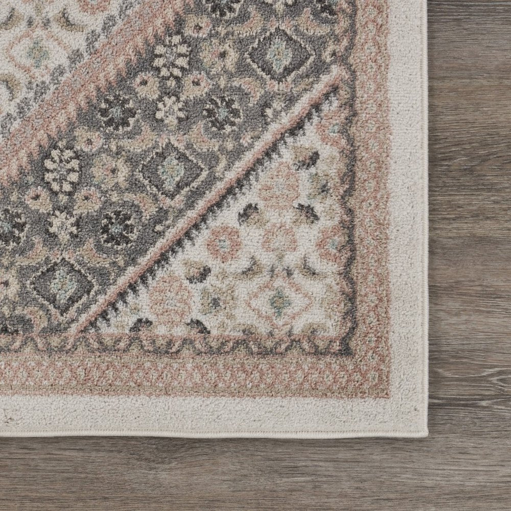 8' X 10' Gray and Soft Pink Traditional Area Rug