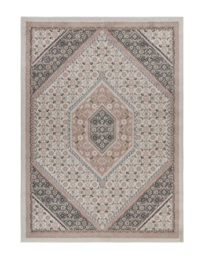 8' X 10' Gray and Soft Pink Traditional Area Rug
