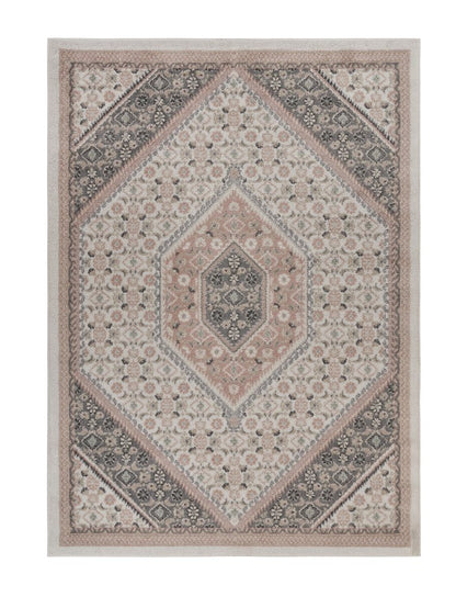 8' X 10' Gray and Soft Pink Traditional Area Rug