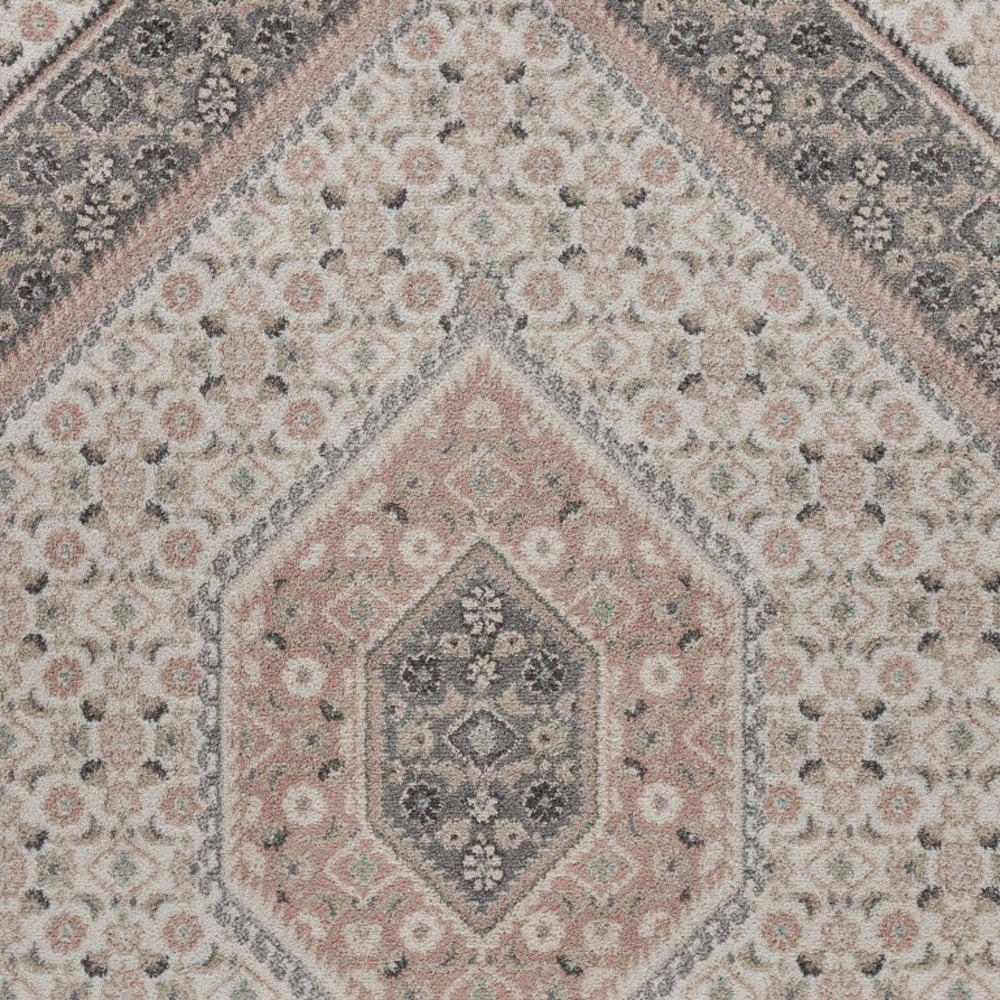 8' X 10' Gray and Soft Pink Traditional Area Rug